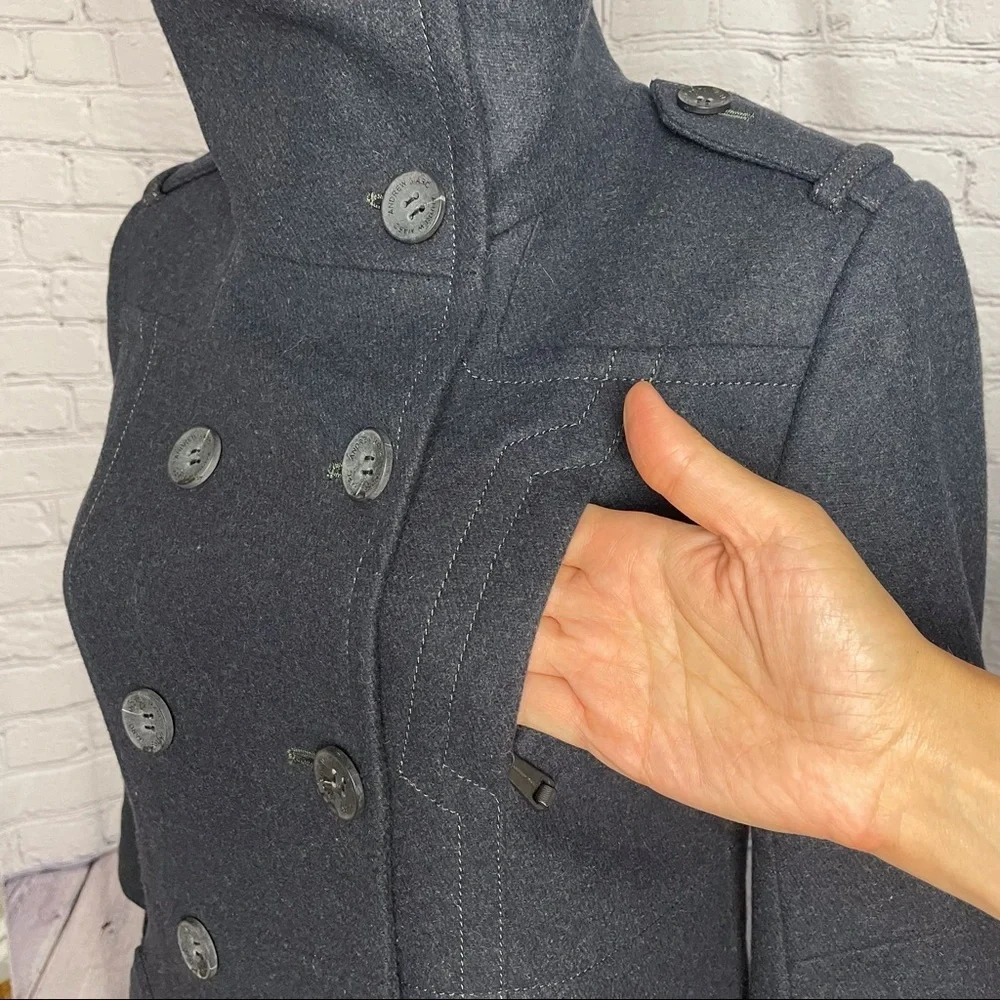 Andrew Marc Wool Coat Jacket Grey Color Knit Cuffs Size 6 - Picture 6 of 15